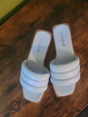 Olivia Miller Light Blue Triple-Padded Slide Sandals